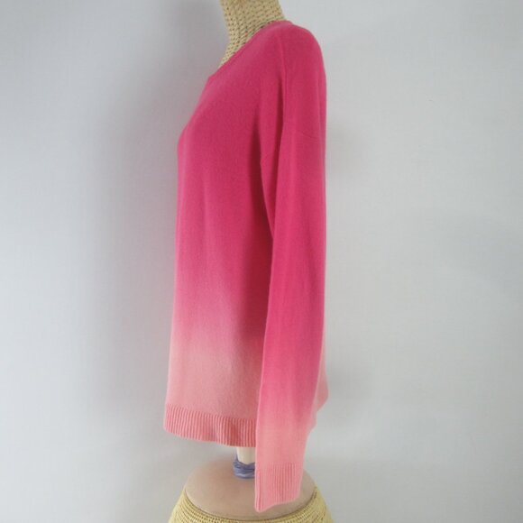 Alice & Olivia Womens Medium Pink Gleeson Ombré Cashmere Sweater LS Pullover - Picture 4 of 8